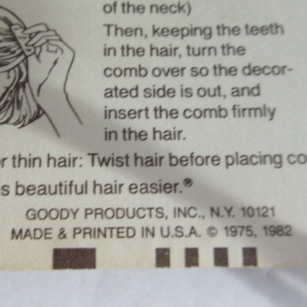 Vintage 1982 Goody Hair Tuck Combs Kant Slip Tortoise 4 Pack USA #550 NOS - Picture 6 of 8
